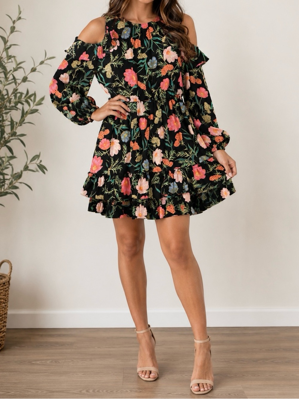 Kate Spade Cold-Shoulder Floral Mini Dress EUC $398